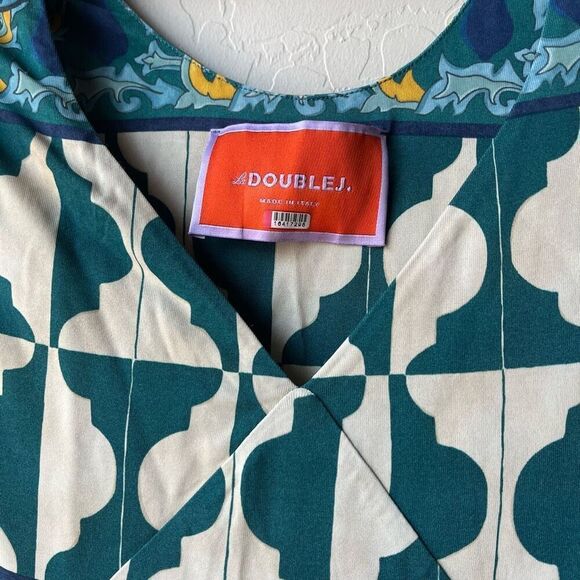 La DoubleJ Dress Pimento Blue Printed V-Neck Short Sleeve Maxi Dress Size XS - Picture 5 of 13